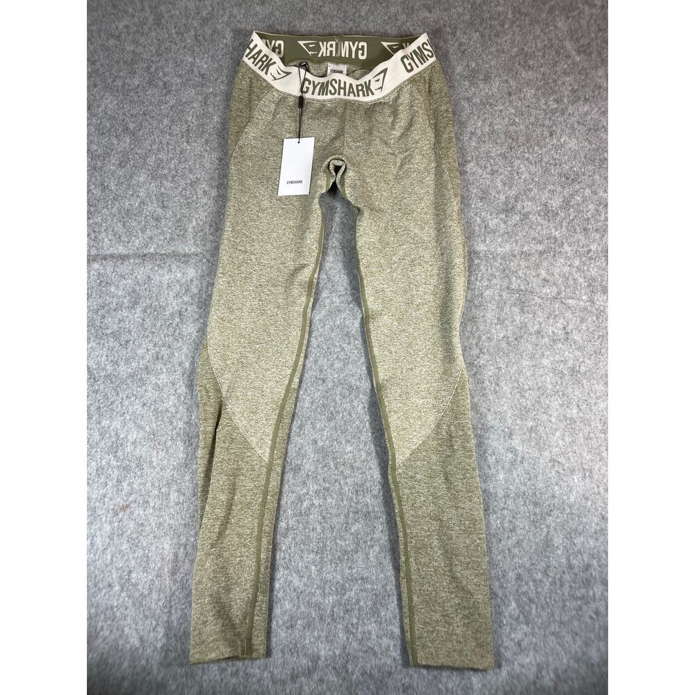 Gymshark Leggings Womens Medium Khaki Flex Crop Pull On Stretch Yoga Workout NWT